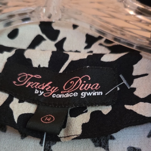 Trashy Diva NWT  Black and Tan Midi Dress, Collar, Short Sleeve, Side Zipper, 14 - Picture 2 of 8